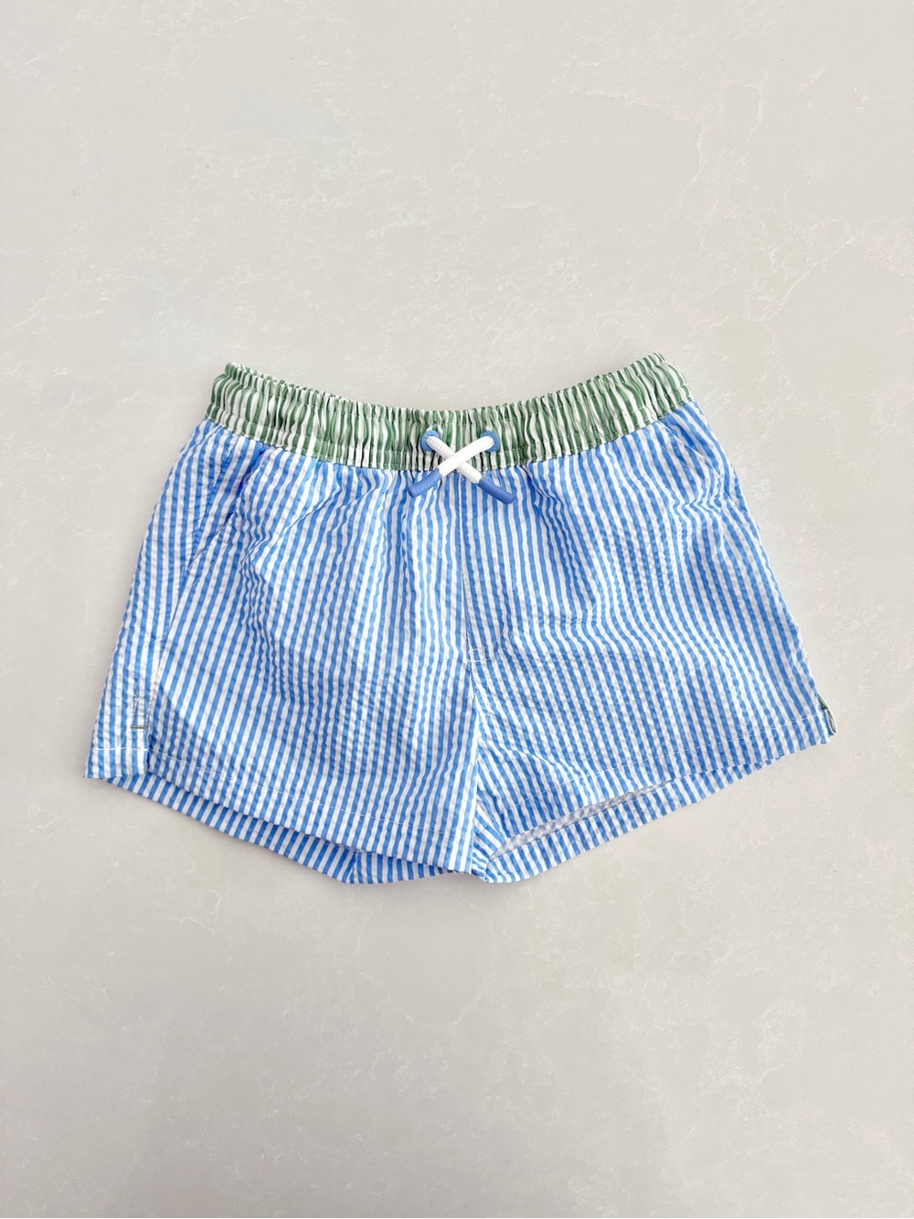 Zara Kids Seersucker Striped Swim Trunks | Size 5Y